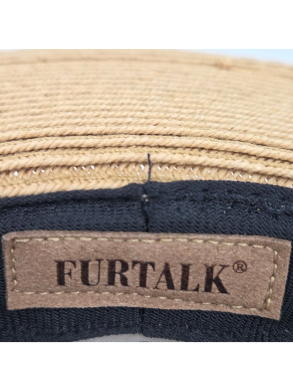 Furtalk Straw Panama Hat With Black Band & Adjustable Chin Strap & Head Band M/L - Picture 11 of 14